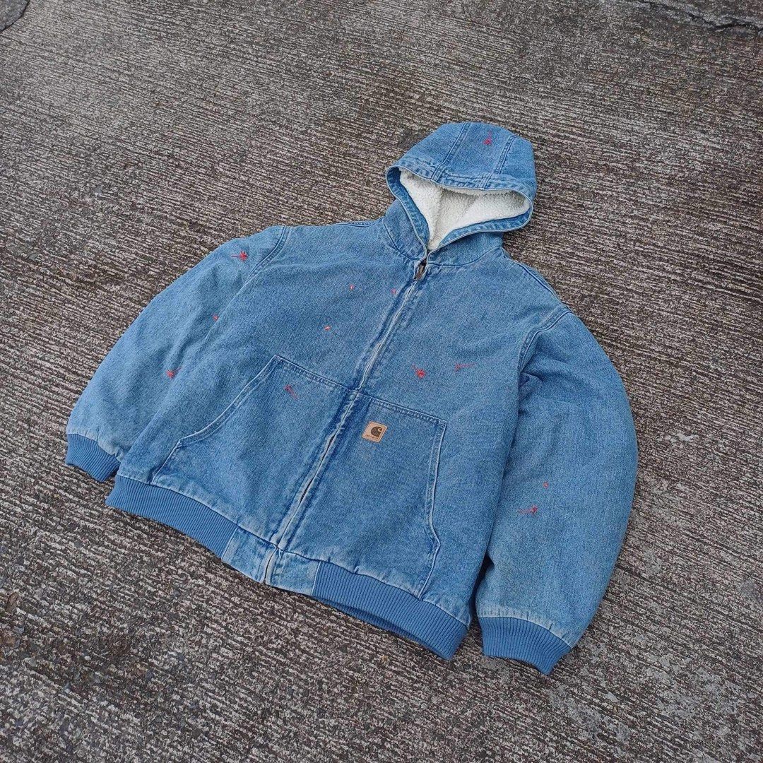 CARHARTT ACTIVE DENIM JACKET REWORKED Men s Fashion Activewear on Carousell