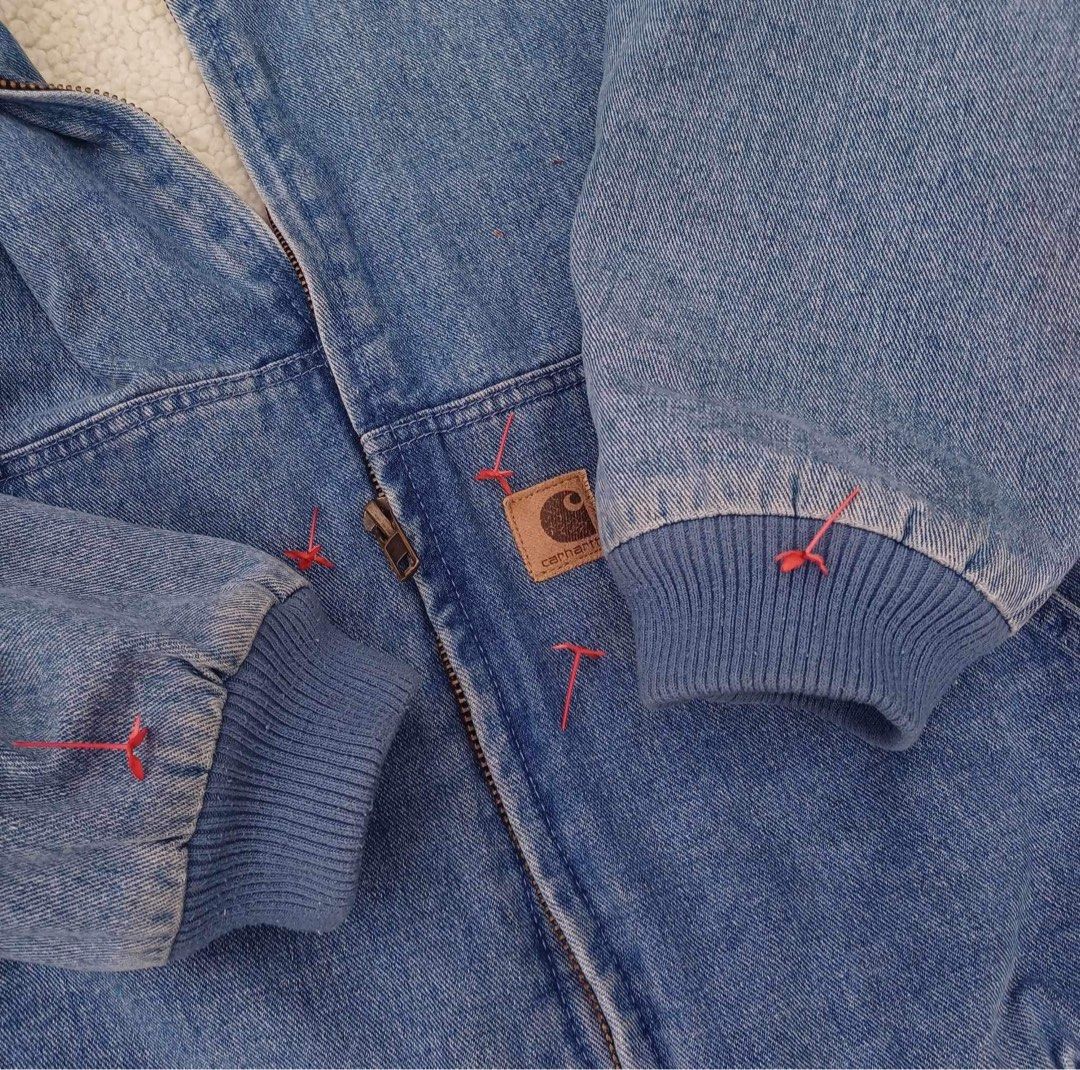 CARHARTT ACTIVE DENIM JACKET REWORKED Men s Fashion Activewear on Carousell