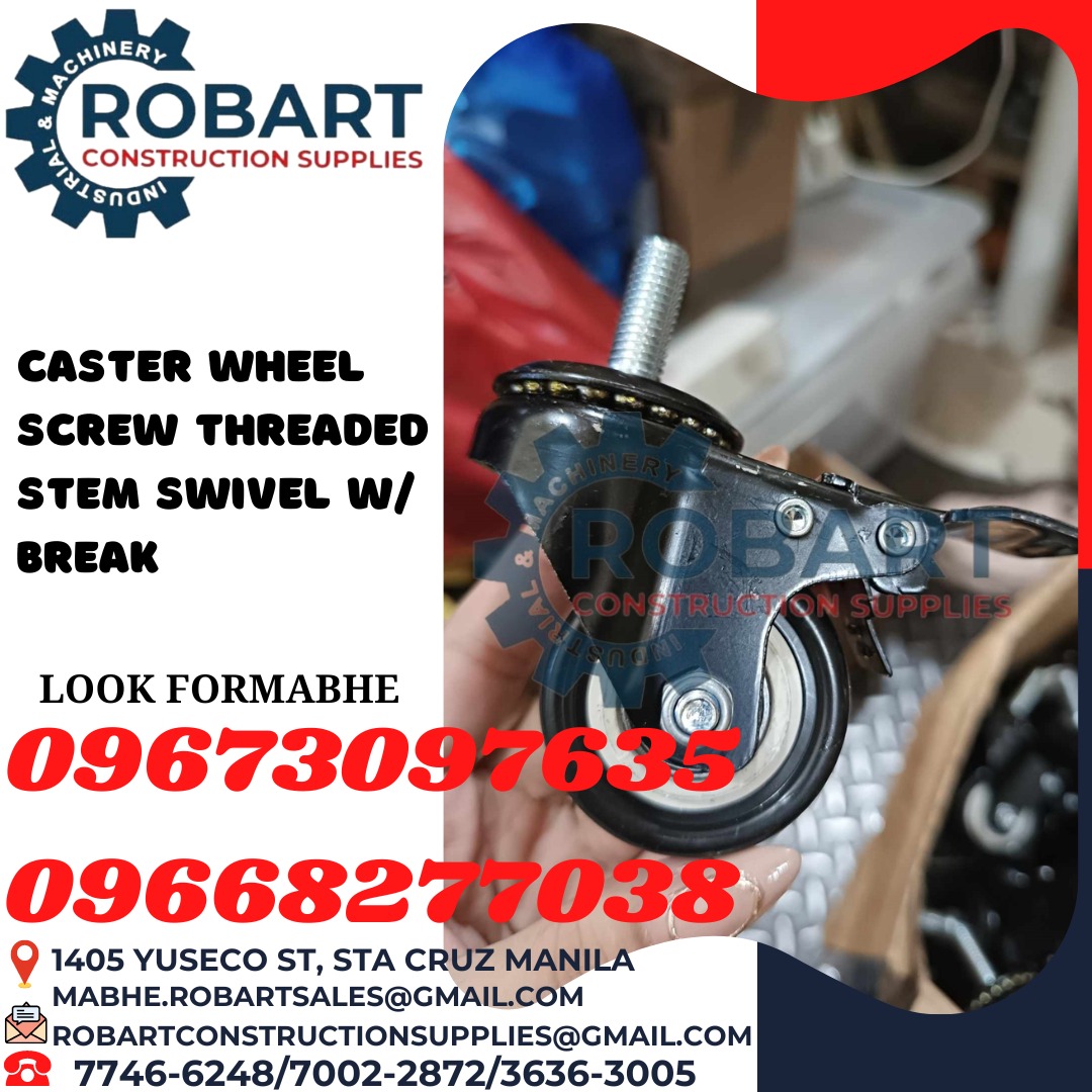 Caster wheel screw threaded stem swivel w/ break, Commercial ...