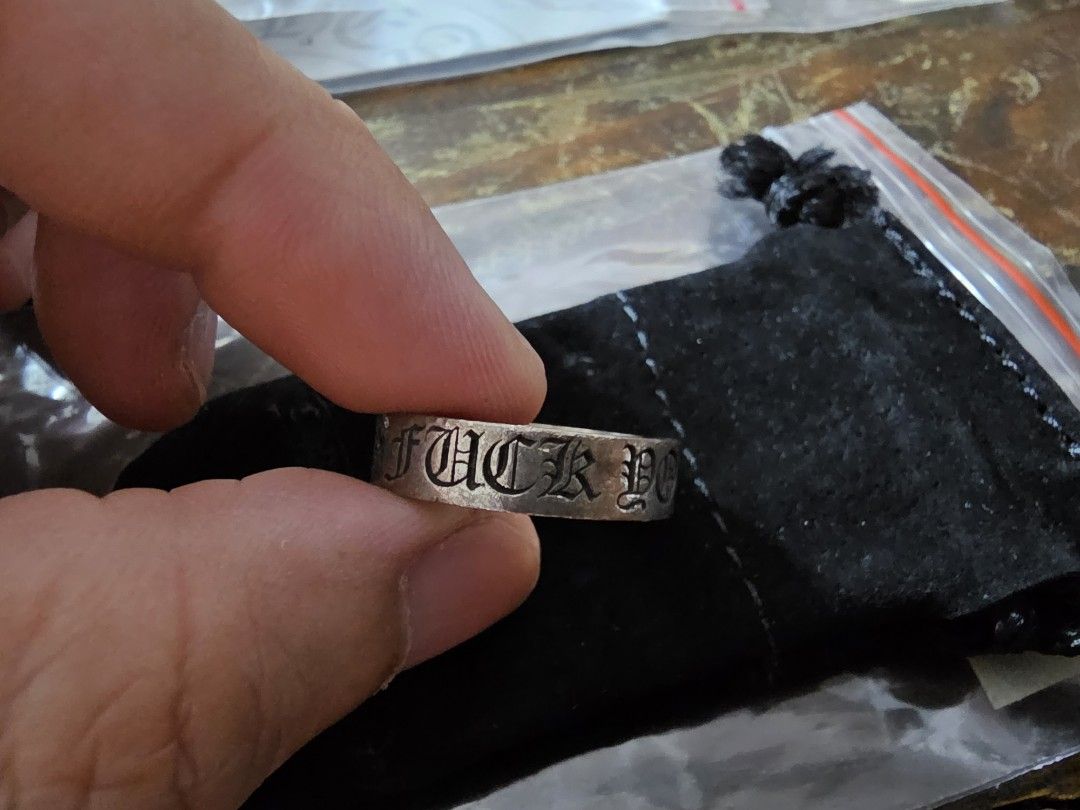 Chrome Hearts Fuck you Ring Unpolished Women s Fashion Jewelry Organisers Rings on Carousell