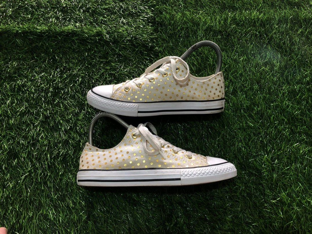 Gold polka dot converse cheap