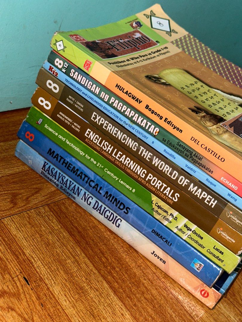Grade 8 Educational Textbooks Bundle Fiat Luxe Academe (Category: Textbooks) located in Cavite. Submitted by a-squaredapparel (Listing ID 1318681964, Image 1). Description: Grade 8 Educational Book Bundle Used Fiat Luxe Academe Free Label Print for Sure Takers Only! Bundle Price: 2499 Used: 2023-2024 Level: Grade 8 School Used: Fiat Luxe Academe Condition: Good RFS: Declutter List of Books - Hulagway Bagong Edisyon - Sandigan ng Pagpapakatao - Te
