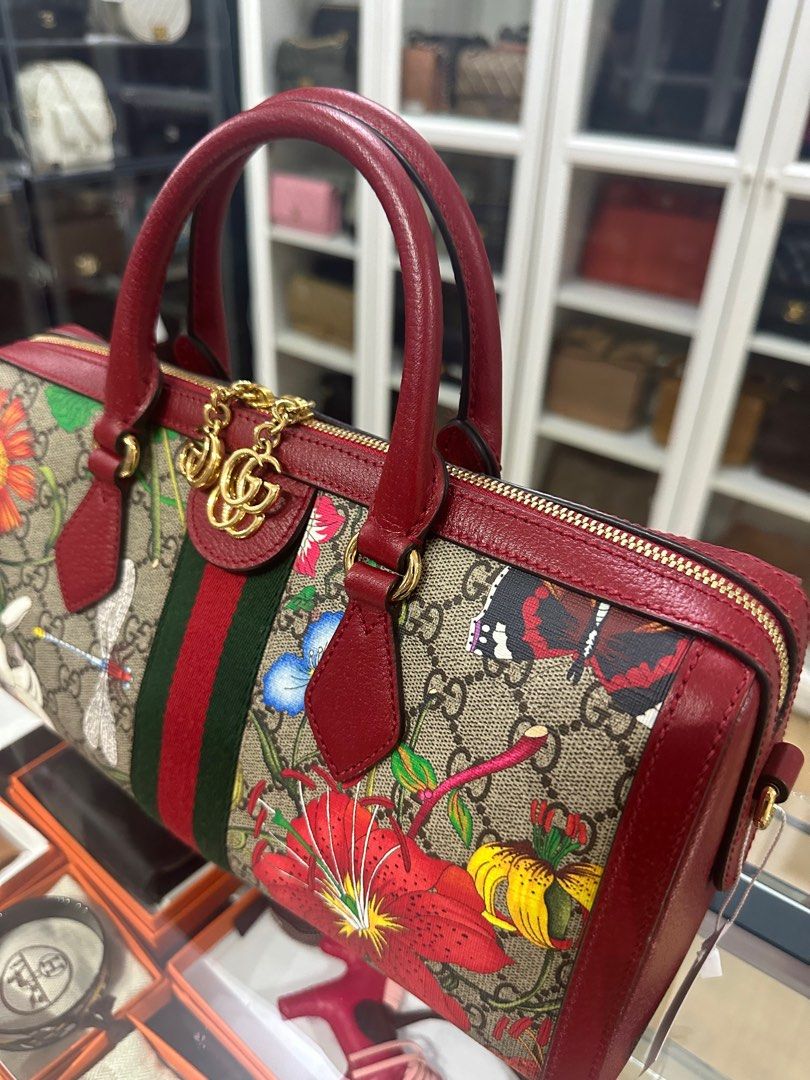 Gucci GG Ophidia Flora Boston Bag Red