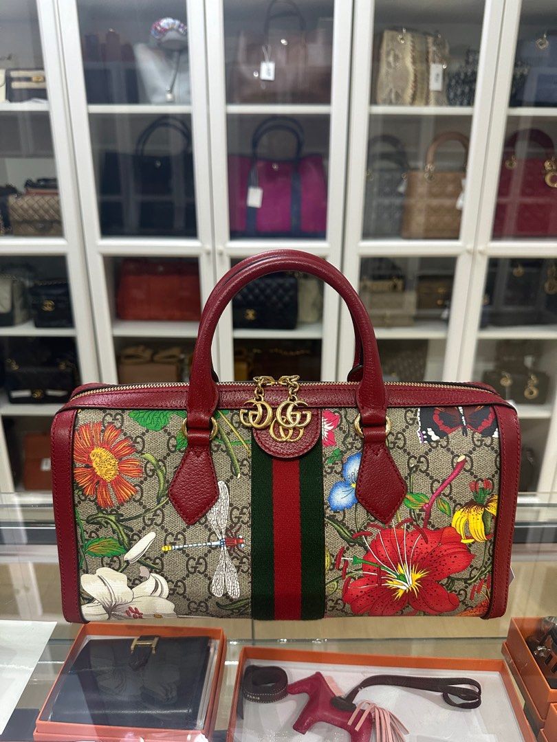 Gucci GG Ophidia Flora Boston Bag Red