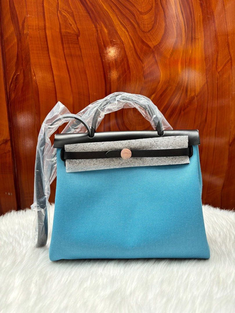 Hermes Herbag 31 Blue Jean Canvas PHW 24080702, Luxury, Bags