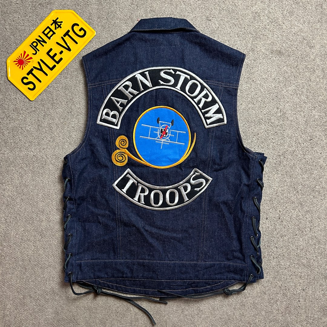 Kadoya x bst vest motorcycle denim jeans jacket 90s manga komik comic