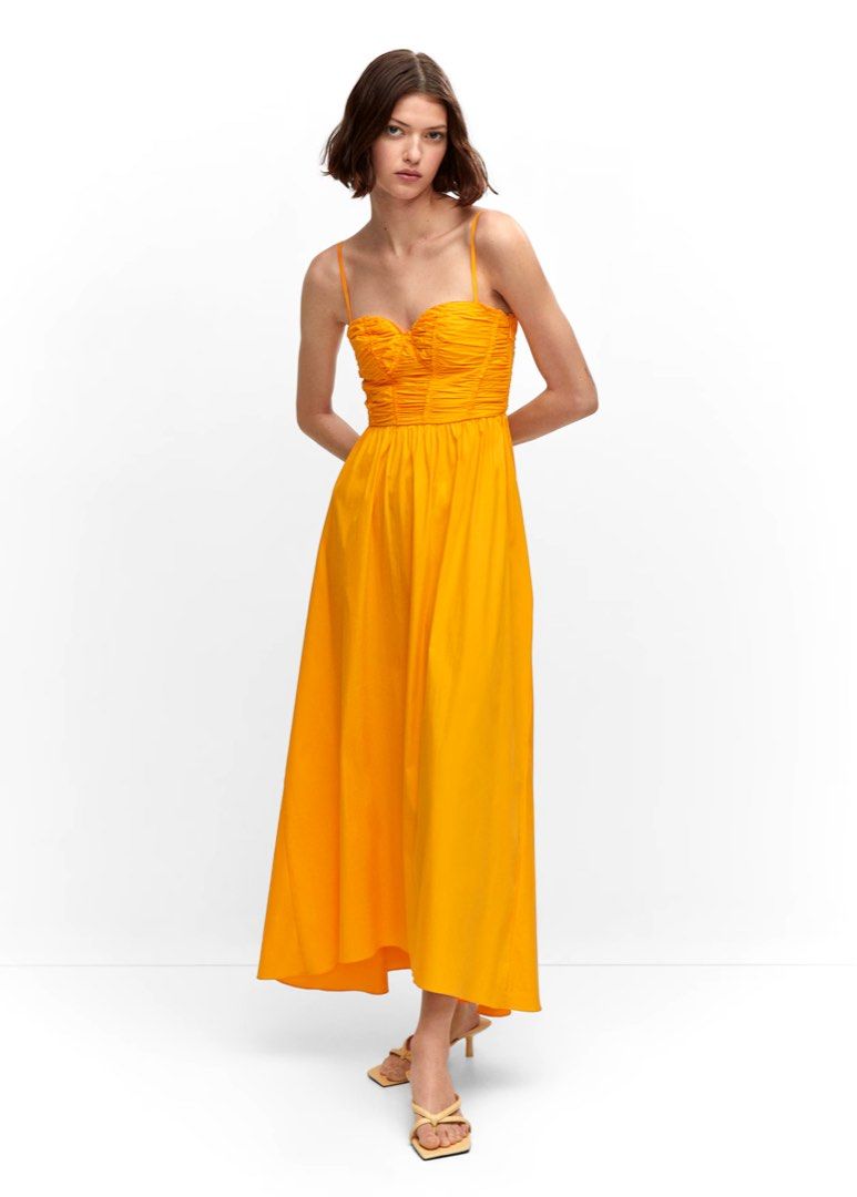 Mango Mustard Yellow Corset Maxi Dress Women s Fashion Dresses Sets Dresses on Carousell
