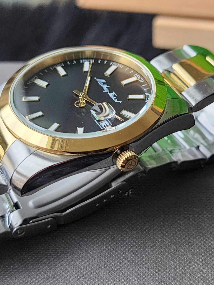Mathey-Tissot 40mm Two Toned (Category: Luxury Watches) located in Pagsanjan. Submitted by b_and_bshop61020 (Listing ID 1318646938, Image 2). Description: Brandnew Original Mathey Tissot 40mm black dial With box, tag, card.