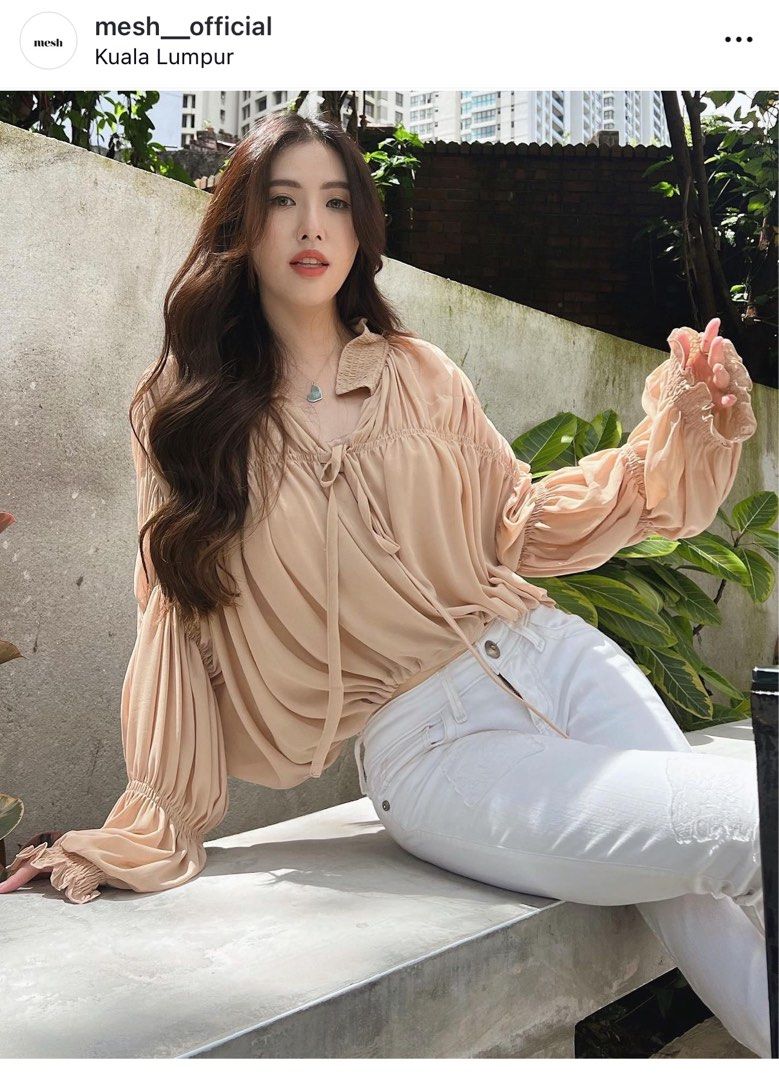 Mesh fluffy top Women s Fashion Tops Blouses on Carousell