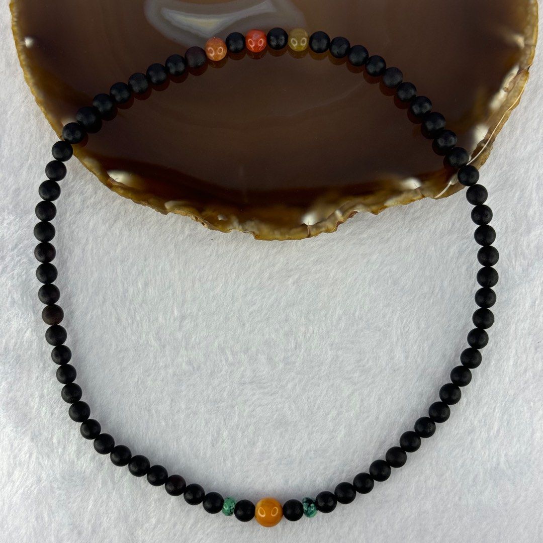 Natural Dark Matt Black Amber Beads Necklace 10.67g 42cm 6.4mm 6.7 Beads Women s Fashion Jewelry Organisers Necklaces on Carousell