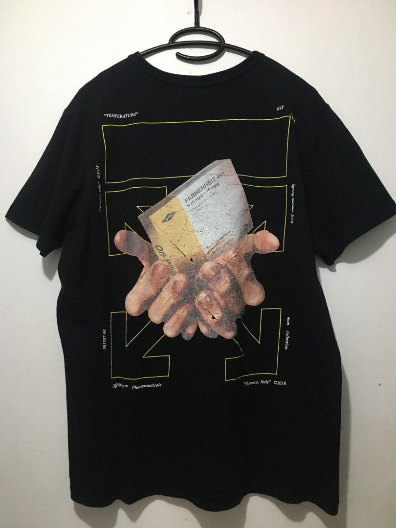 Off White ss18 Fahrenheit 451 Pill Box Black Men s Fashion Tops Sets Tshirts Polo Shirts on Carousell