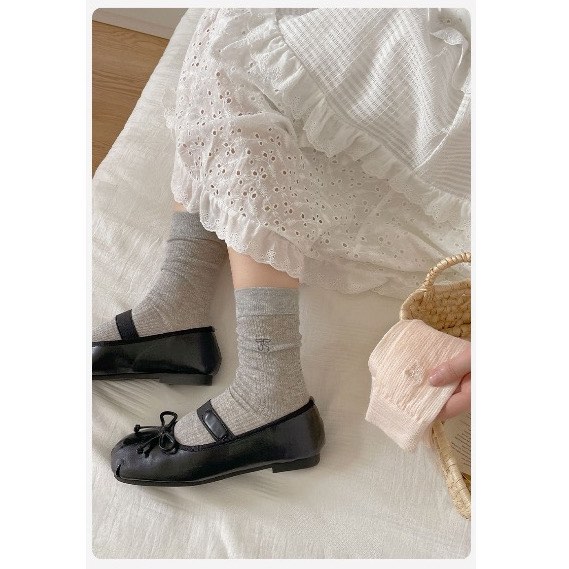 [SG LOCAL STOCK] Ballet-Inspired White Mary Jane Socks for Women -/Mid ...