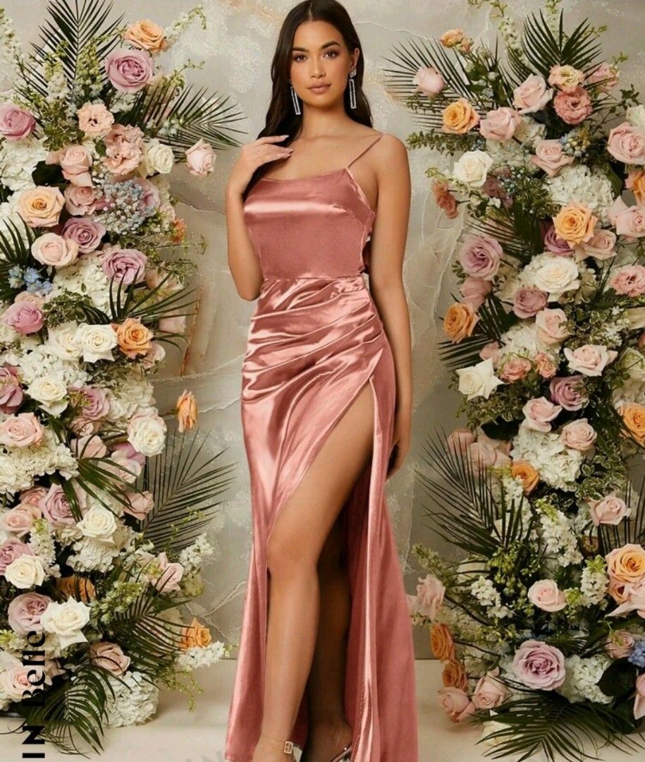 shein dresses dusty pink SHEIN Lady Plus Size Elegant Curve Jacquard Round Neck Waist Ruffle Sleeve Dress, Summer Wedding Wedding Guest Evening Wedding Guest Wedings Wedings Dusty Pink