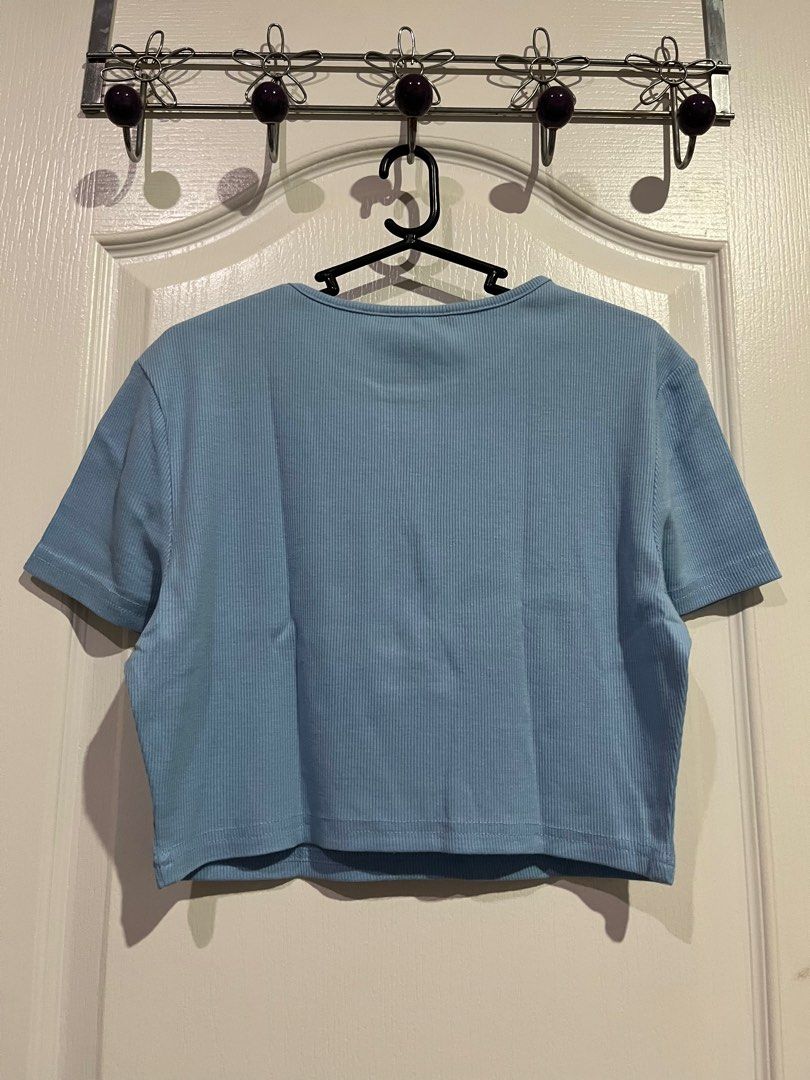 SHEIN Baby Blue Solid Rib-knit Crop Top (Category: Shirts) located in Cagayan de Oro. Submitted by dollydeclutter (Listing ID 1318772633, Image 2). Description: SHEIN Baby Blue Solid Rib-knit Crop Top SIZE: Medium MOP: GCash, BDO Bank Transfer RFS: Declutter PM for more Inquiries ♡.