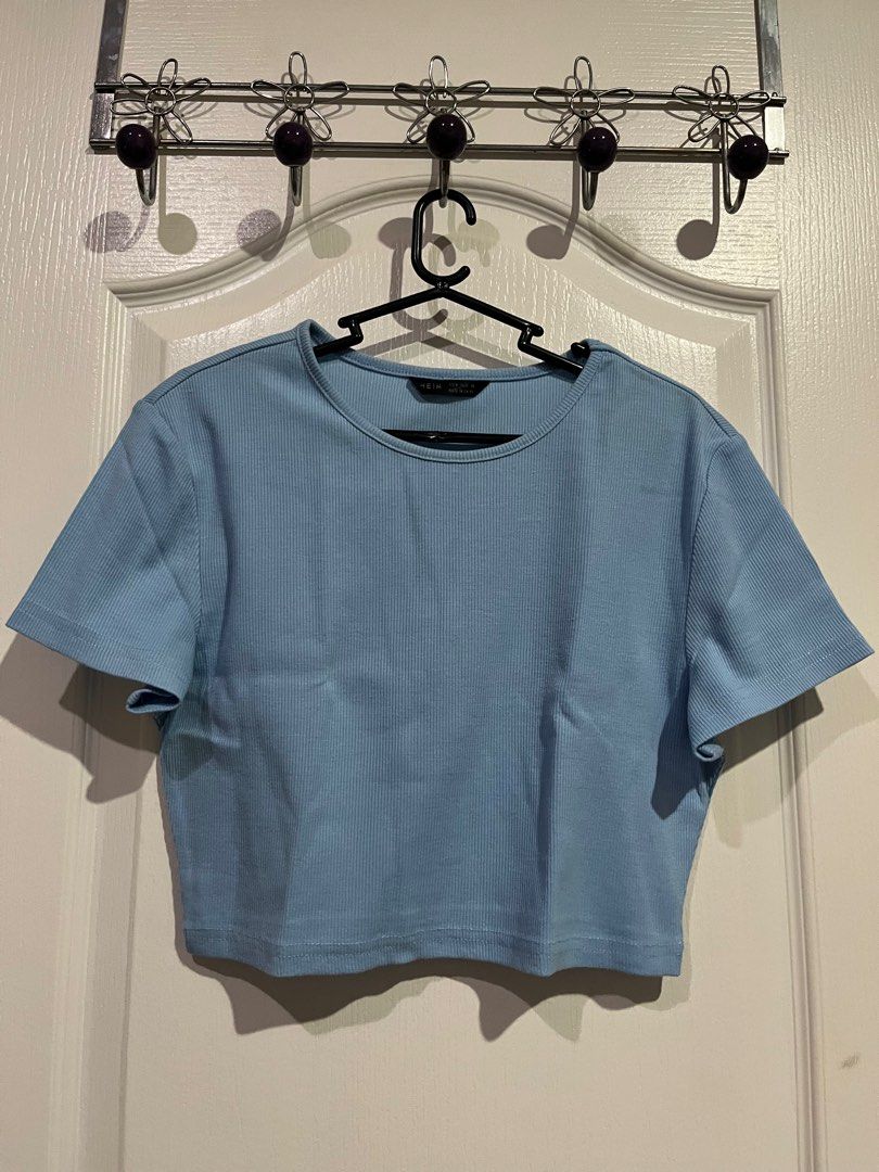 SHEIN Baby Blue Solid Rib-knit Crop Top (Category: Shirts) located in Cagayan de Oro. Submitted by dollydeclutter (Listing ID 1318772633, Image 1). Description: SHEIN Baby Blue Solid Rib-knit Crop Top SIZE: Medium MOP: GCash, BDO Bank Transfer RFS: Declutter PM for more Inquiries ♡.