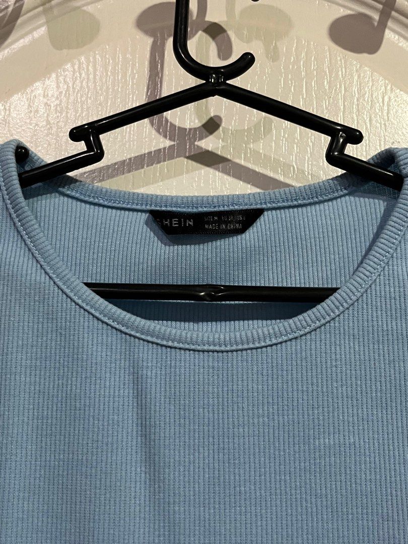 SHEIN Baby Blue Solid Rib-knit Crop Top (Category: Shirts) located in Cagayan de Oro. Submitted by dollydeclutter (Listing ID 1318772633, Image 3). Description: SHEIN Baby Blue Solid Rib-knit Crop Top SIZE: Medium MOP: GCash, BDO Bank Transfer RFS: Declutter PM for more Inquiries ♡.