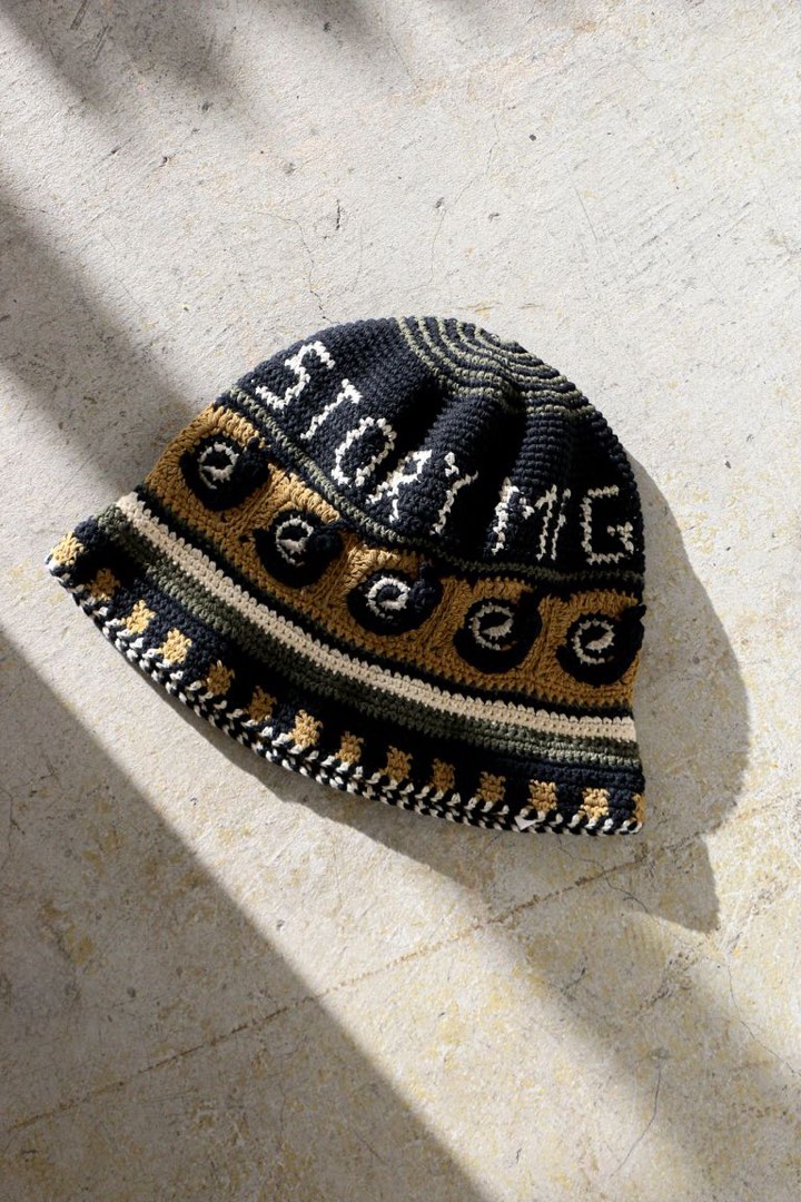 美品】Story mfg. クロシェットニット バケットハット /os 青