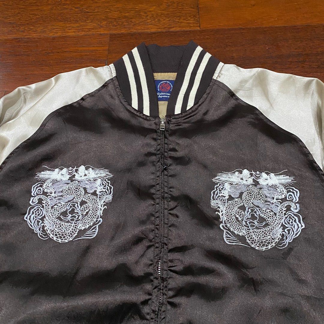 Cross Guild Jacket Sukajan Traditional Japan Dragon Embroidery Jacket, Fesyen Pria ...