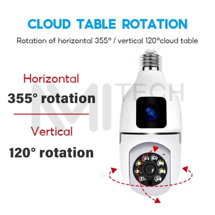 V380 PRO Q19 Plus Dual lens HD 1080P PTZ alarm CCTV Camera Light bulb ...