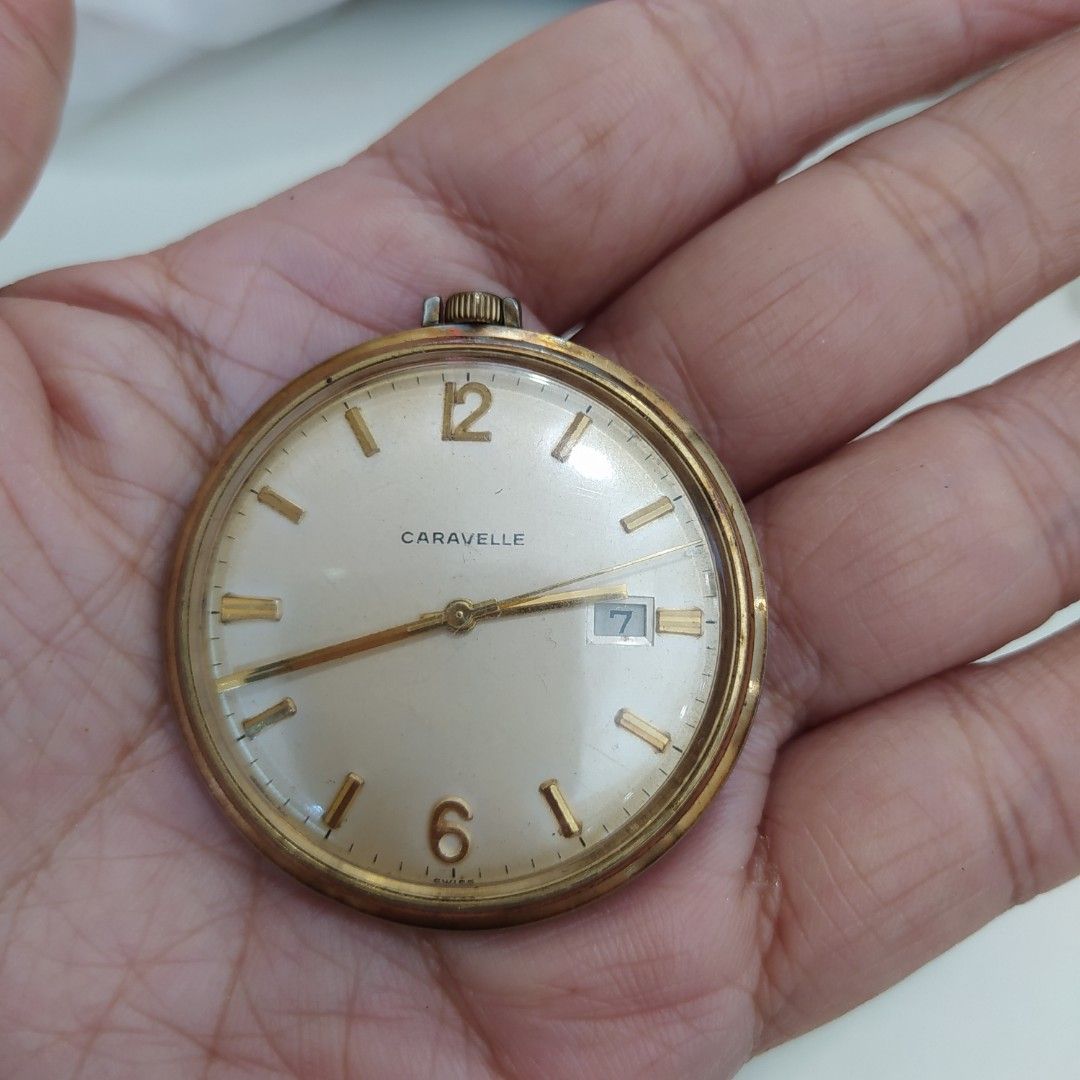 Vintage Caravele Swiss made pocket watch Hobbies Toys Memorabilia Collectibles Vintage Collectibles on Carousell