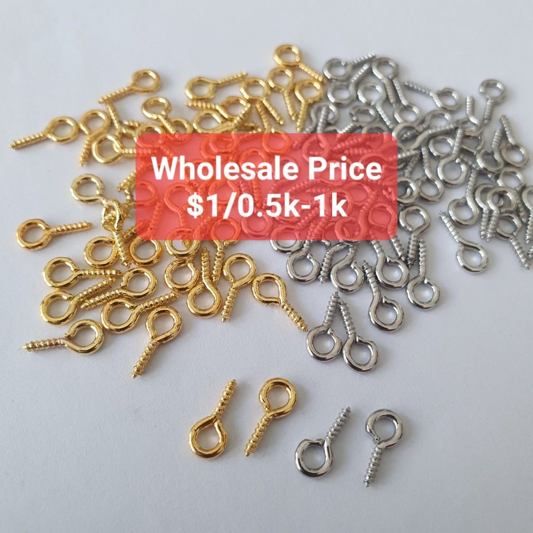 WHOLESALE PACK CLEARANCE SALE Kalleis DIY Craft Materials Screw eye pins in gold in 8x4mm 10x5mm 13x7mm