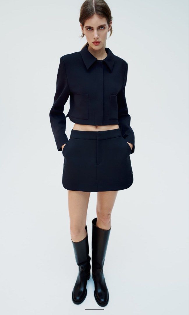 Navy skirt zara on sale
