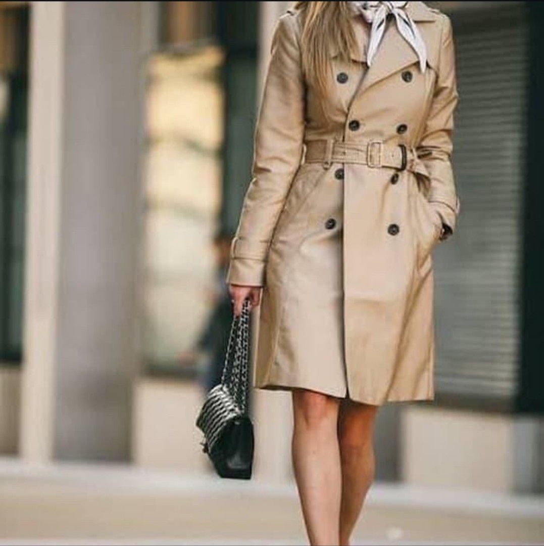 ZARA Trench coat dress luaran jubah javket mantel autumn cream Fesyen Wanita Pakaian Wanita Baju Luaran di Carousell