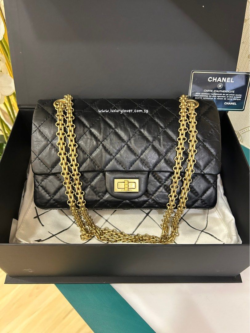 26 LNIB Chanel 2.55 Reissue 225 Black Aged Calf AGHW