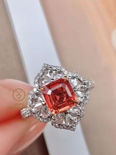 Exquisite new arrival! 1.26ct Padparadscha Ringšš§”! Romantic pink-orange Padparadscha sapphire ringšš§”! Vibrant color with brilliant fire, royal court style š design, 56 diamonds š, 18K gold material, GRC cert, only HKD 16,500šš§”64206601919234110