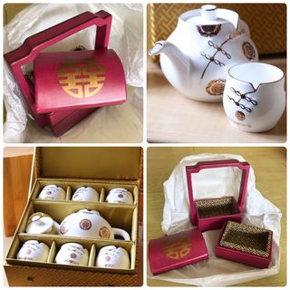 仿古典紙品木製囍慶首飾盒(全新)|骨瓷茶具 囍字圖案 (不散賣)64173909431297110