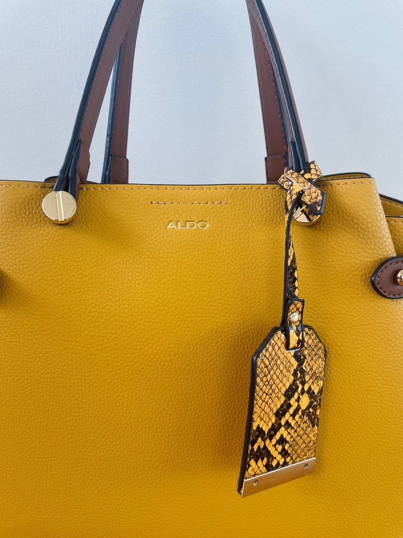 Aldo Glamm Top Handle Yellow Brown Handbag Women s Fashion Bags Wallets Shoulder Bags on Carousell