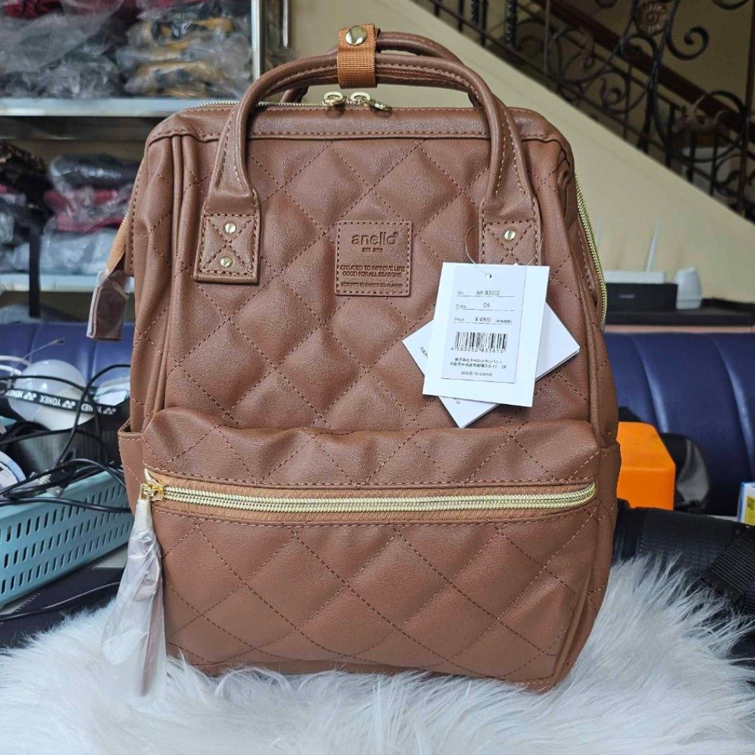 Anello Large Quilted Leather Backpack Men s Fashion Bags Backpacks on Carousell