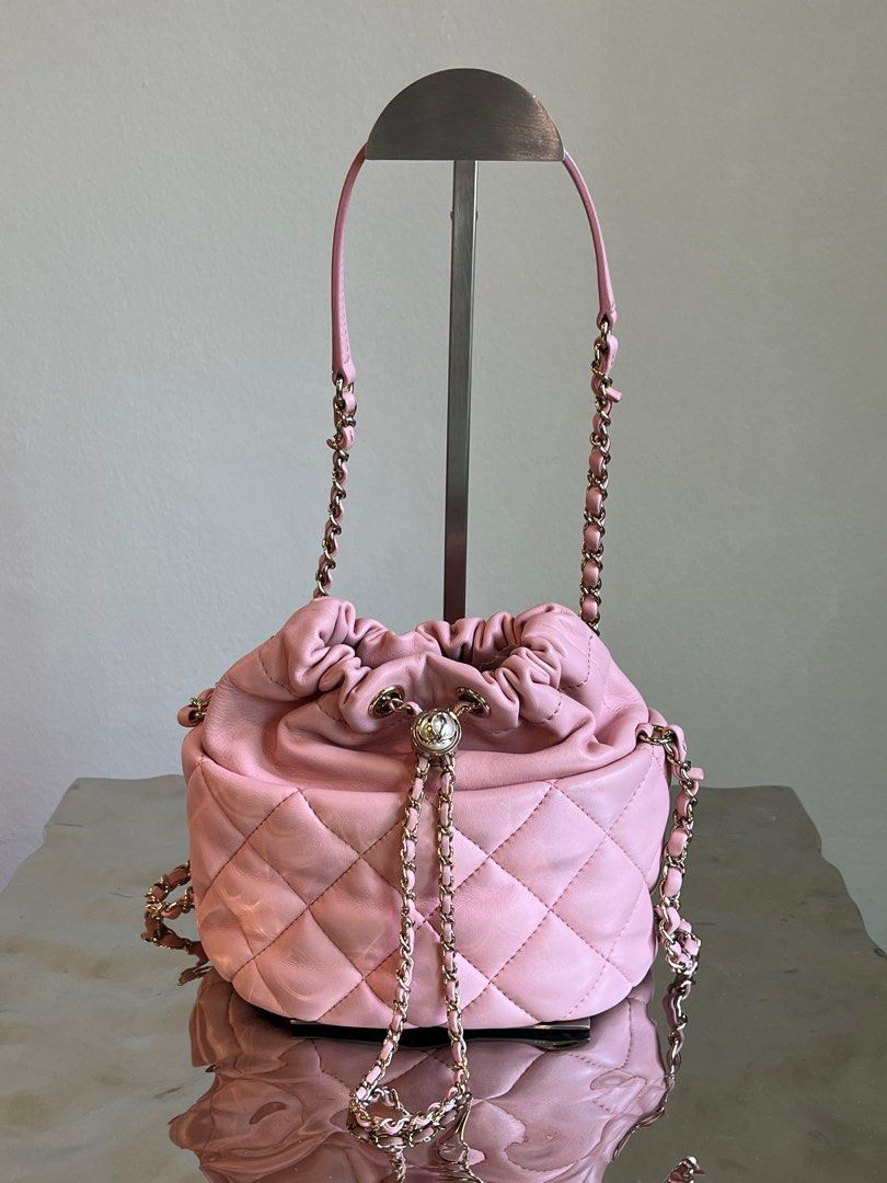 AUTHENTIC CHANEL PINK BUCKET CROSSBODY BAG