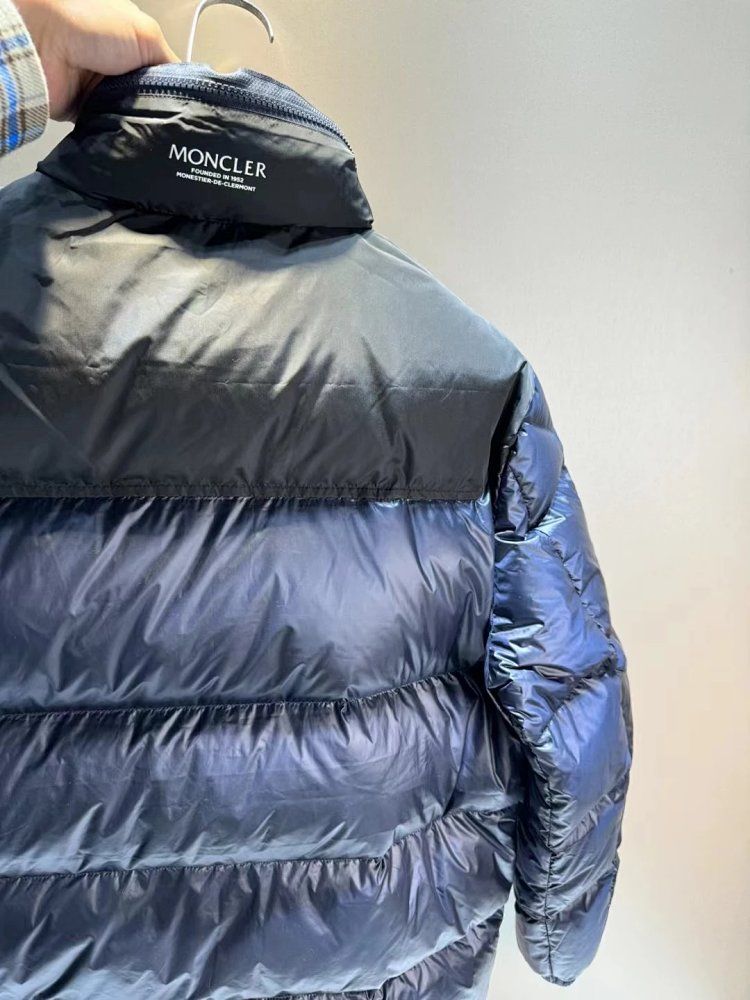Authentic moncler ski season sticker short zipper goose down jacket winter men s dark blue Men s Fashion Coats Jackets and Outerwear on Carousell