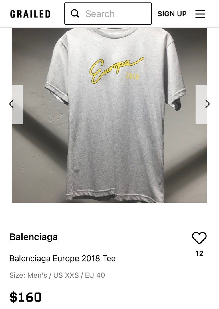Balenciaga Europe 2018 Gray Tee Women s Fashion Tops Shirts on Carousell