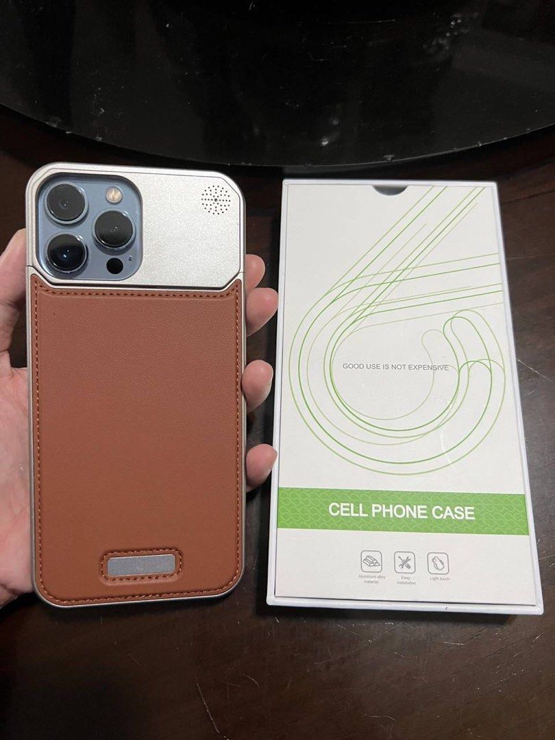 [Case Only] Full Metal Titanium Leather MagSafe Case for iPhone 13 Pro Max (Category: Cases & Sleeves) located in Manila. Submitted by razelysonn (Listing ID 1318868437, Image 2). Description: Used twice only Super strong hold magnet Fixed at 800, no last price ! I don’t know what brand this is, was gifted to me .