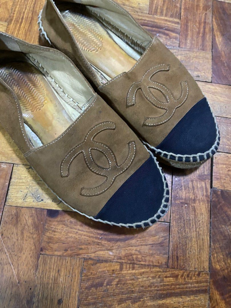Chanel black and tan espadrilles on sale