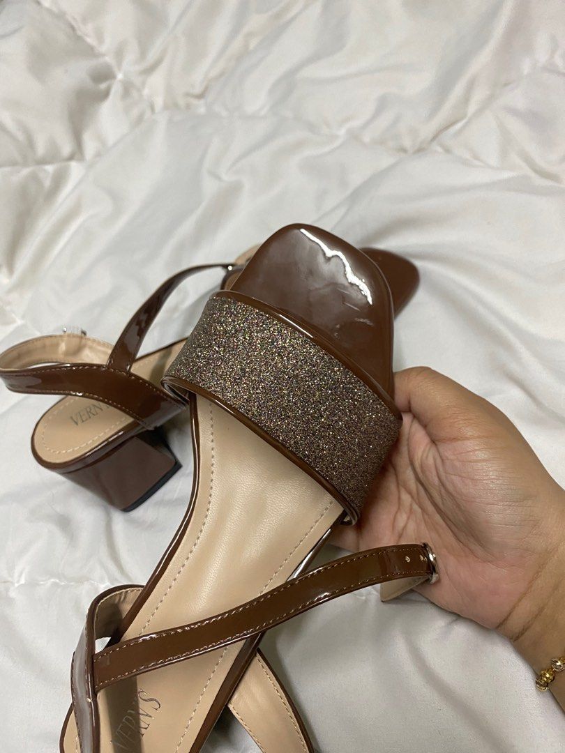 Dark Brown Low Open toe Heels
