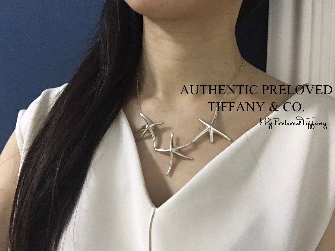 Excellent Authentic Tiffany Co. Elsa Peretti Triple Starfish Necklace Silver Women s Fashion Jewelry Organisers Necklaces on Carousell