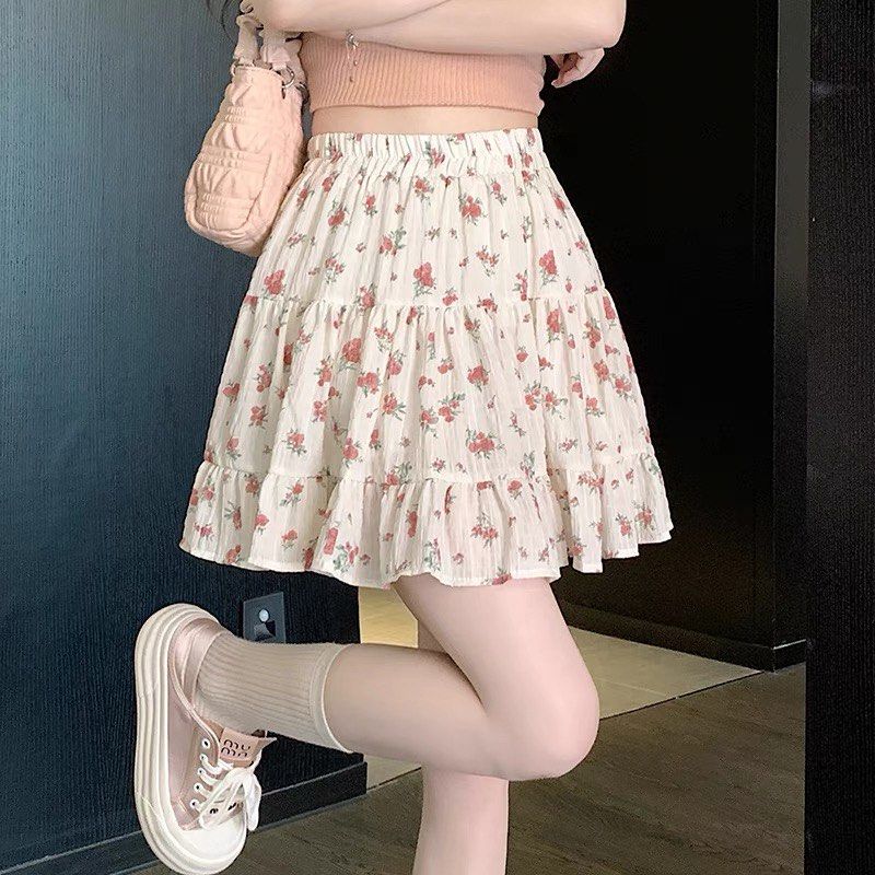 🌸EXCLUSIVE: Korean Floral Coquette Tier Ruffle Skater Skirt