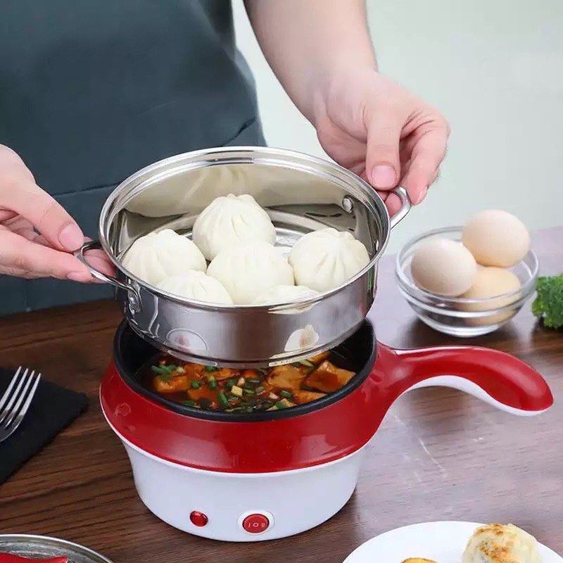 EXTRA PROTECTION 3 Pin Plug Lopol Electric Non Stick Ceramic Frying Pan Rice Portable Mini Rice Cooker Periuk Nasi