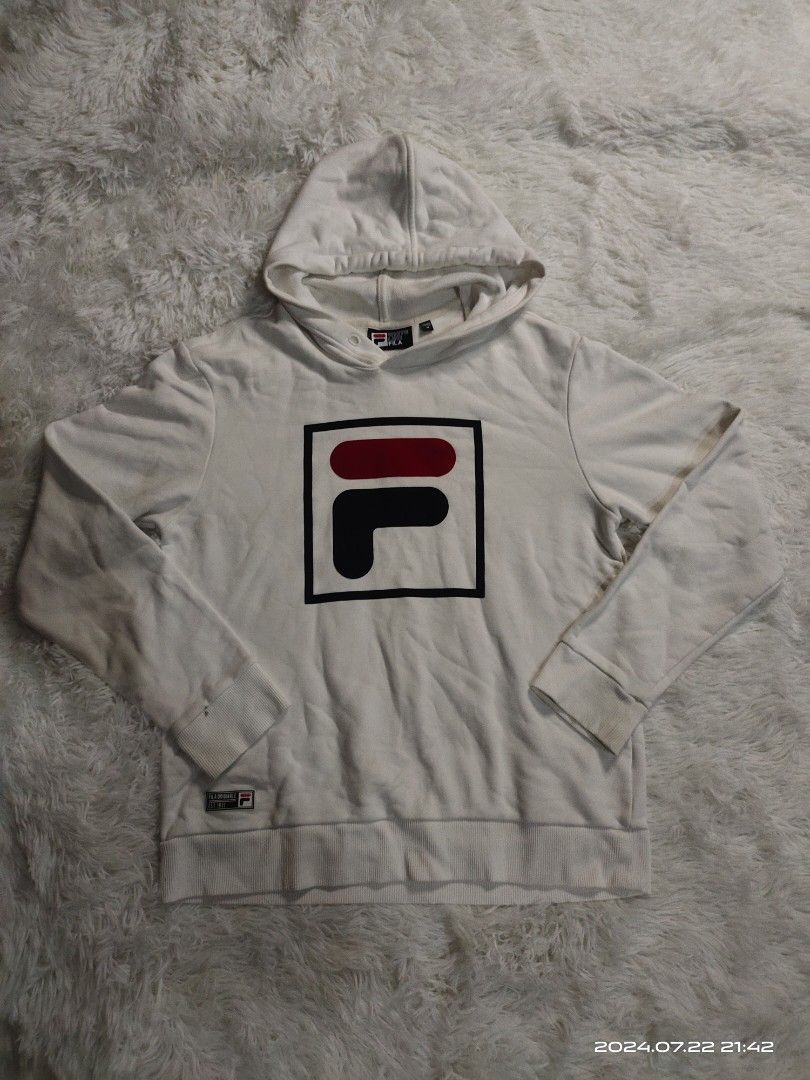 Fila white line hoodie shop