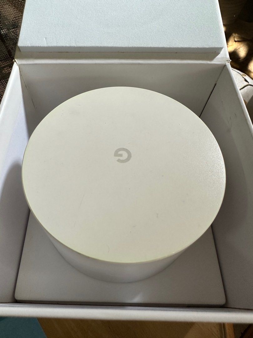 Google WiFi Mesh Router (Category: Networking) located in Marikina City. Submitted by b0b3rts (Listing ID 1318814806, Image 1). Description: Complete with box Specs: Whole-home coverage Up to 1,500 square feet per point** Expandable 802.11s mesh Wi-Fi Scalable and flexible system – add points to fit homes of any size** Supports both star and daisy chain configurations Automatic Wi-Fi optimization Automatic 802.11.k/v client roaming Proactive band