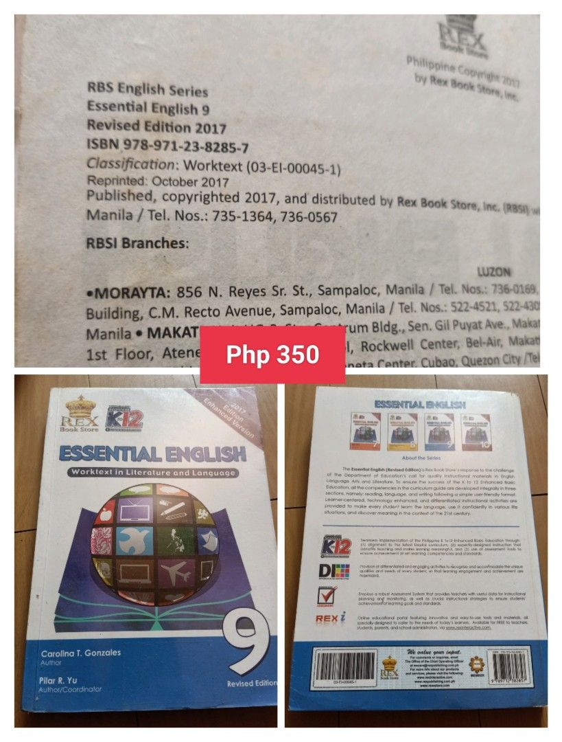 Grade 9 books (Category: Textbooks) located in Manila. Submitted by _tindahan_ (Listing ID 1318811185, Image 3). Description: ❤️still negotiable❤️ see picture for prices... pm for more info. Thank you!.