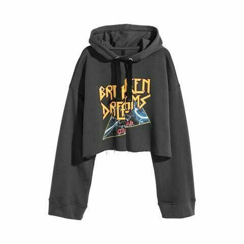 H M Broken Dreams Cropped Hoodie