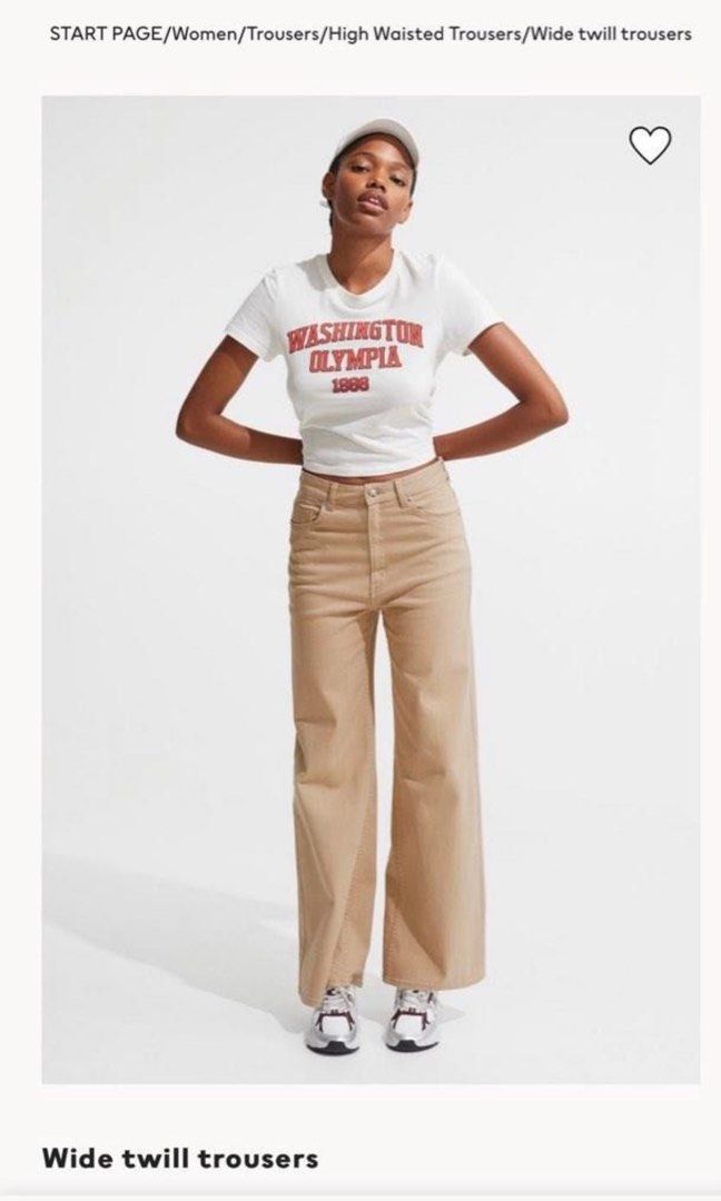 h m wide twill trousers Women s Fashion Bottoms Jeans Leggings on Carousell