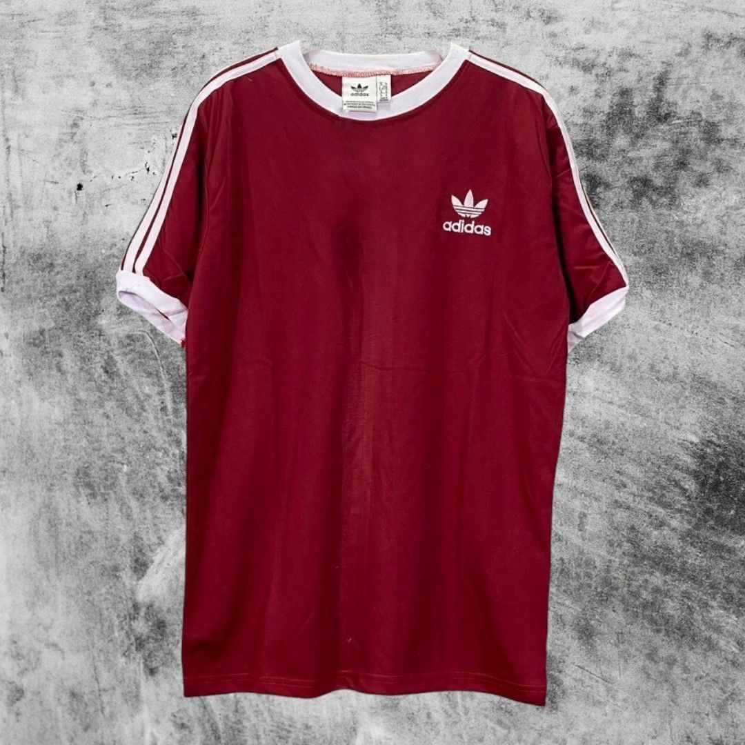 Kaos T Shirt Adidas Ringer Tee Maroon Fesyen Pria Pakaian Atasan di Carousell