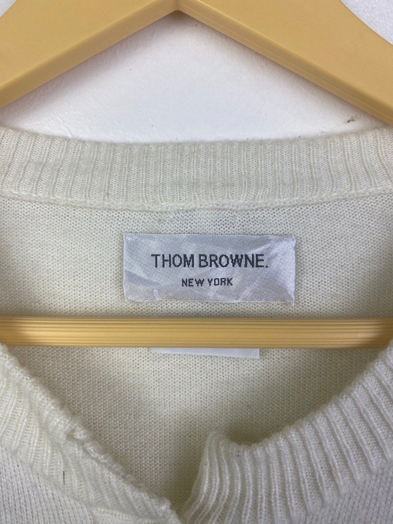 Thom Browne - Intarsia Cardigan (Category: Luxury Apparel) located in Dasmarinas. Submitted by goodbuyartisanal (Listing ID 1318931497, Image 3). Description: THOM BROWNE - Intarsia Cardigan fit Medium Width 18 inches Length 27 inches Hem 16 inches Shoulder 16.5 inches Sleeve 24 inches Excellent condition Price : 2500 + ship Pm me.