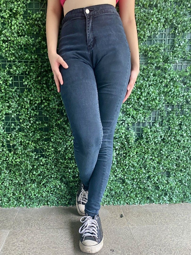TRUE LOVE Sateen Denim Women s Skinny Dark Grey Jeggings Women s Fashion Bottoms Jeans on Carousell