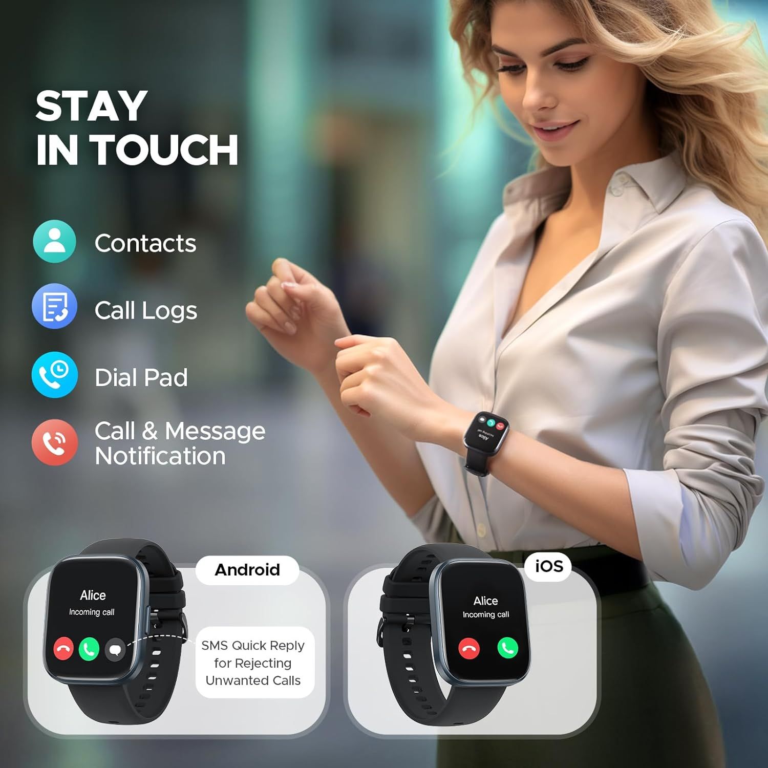 Truefree GT1 SmartWatch for Men Women 1.96 Full Touch Screen Health and Fitness Tracker with Heart Rate Blood Oxygen Monitor IP68 Waterproof